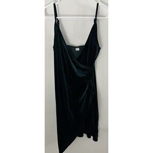 Emerald Green Wrap mini Dress Cocktail Party Sleeveless velvet formal small